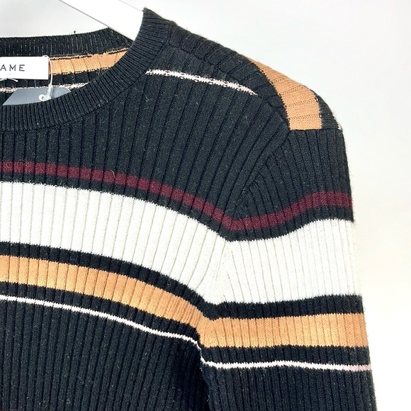 Frame Black Striped Ribbed Black Sweater - Picture 4 of 10